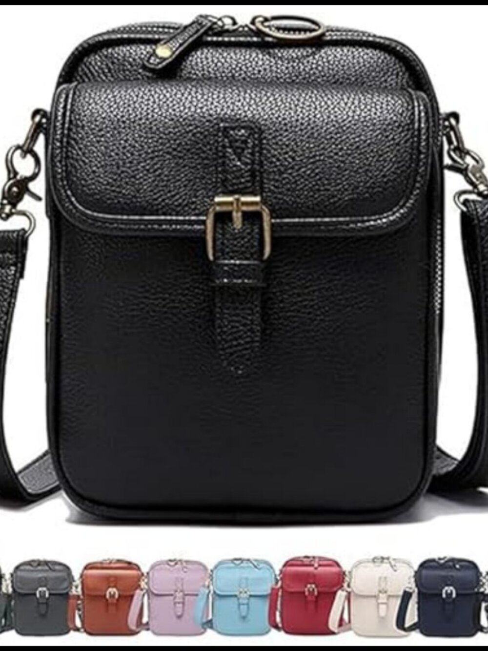 Faux Leather Crossbody Bag Anti-Theft Messenger Vegan Purse